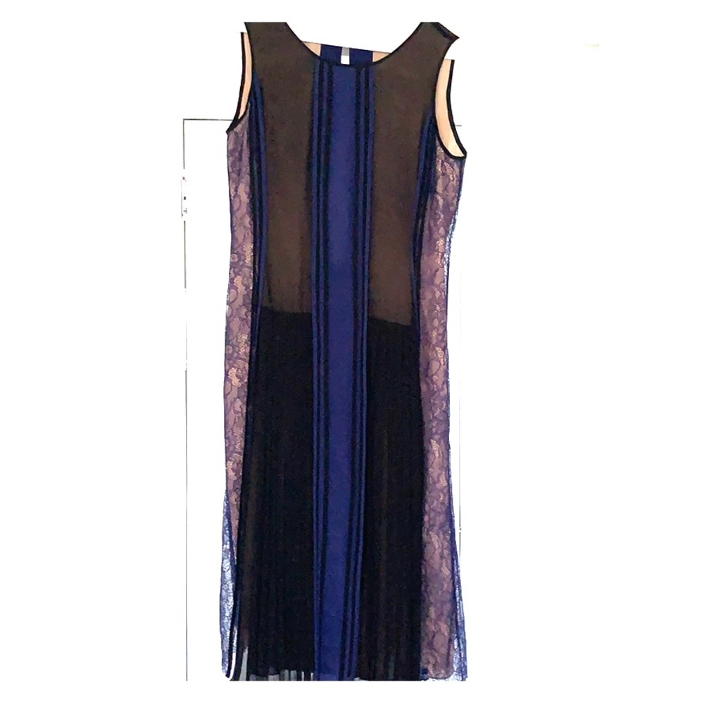 BCBG Navy and Black dress with nude lining